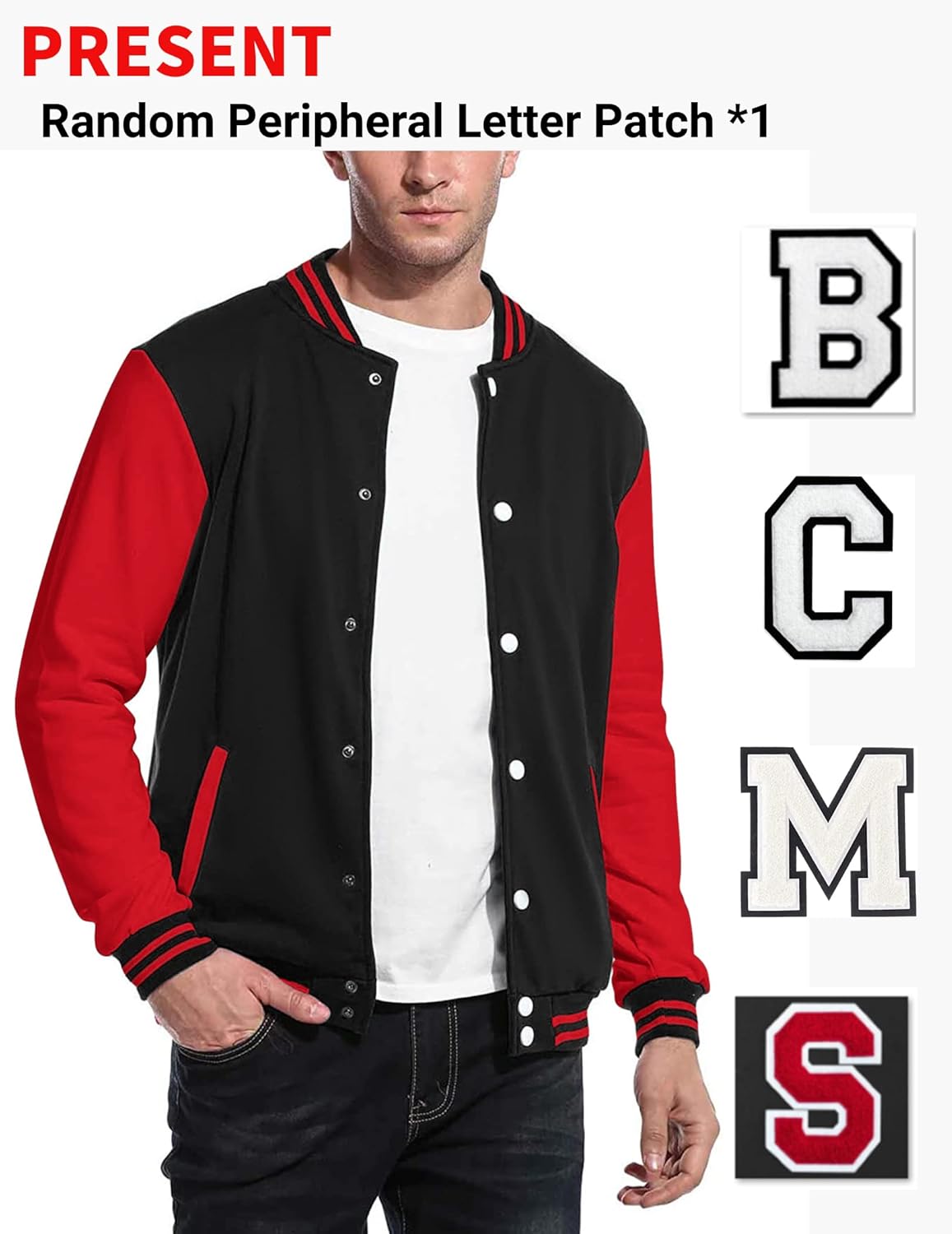 Vista 3 de COOFANDY - Chaqueta universitaria, estilo aviador para hombre, hecha de algodón, casual y ajustada