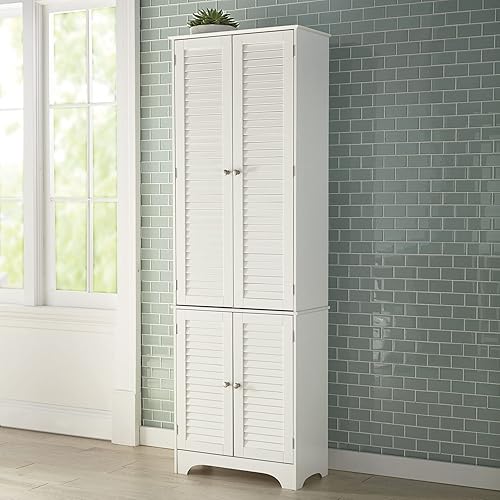 BrylaneHome Armario de lino Louvre blanco White