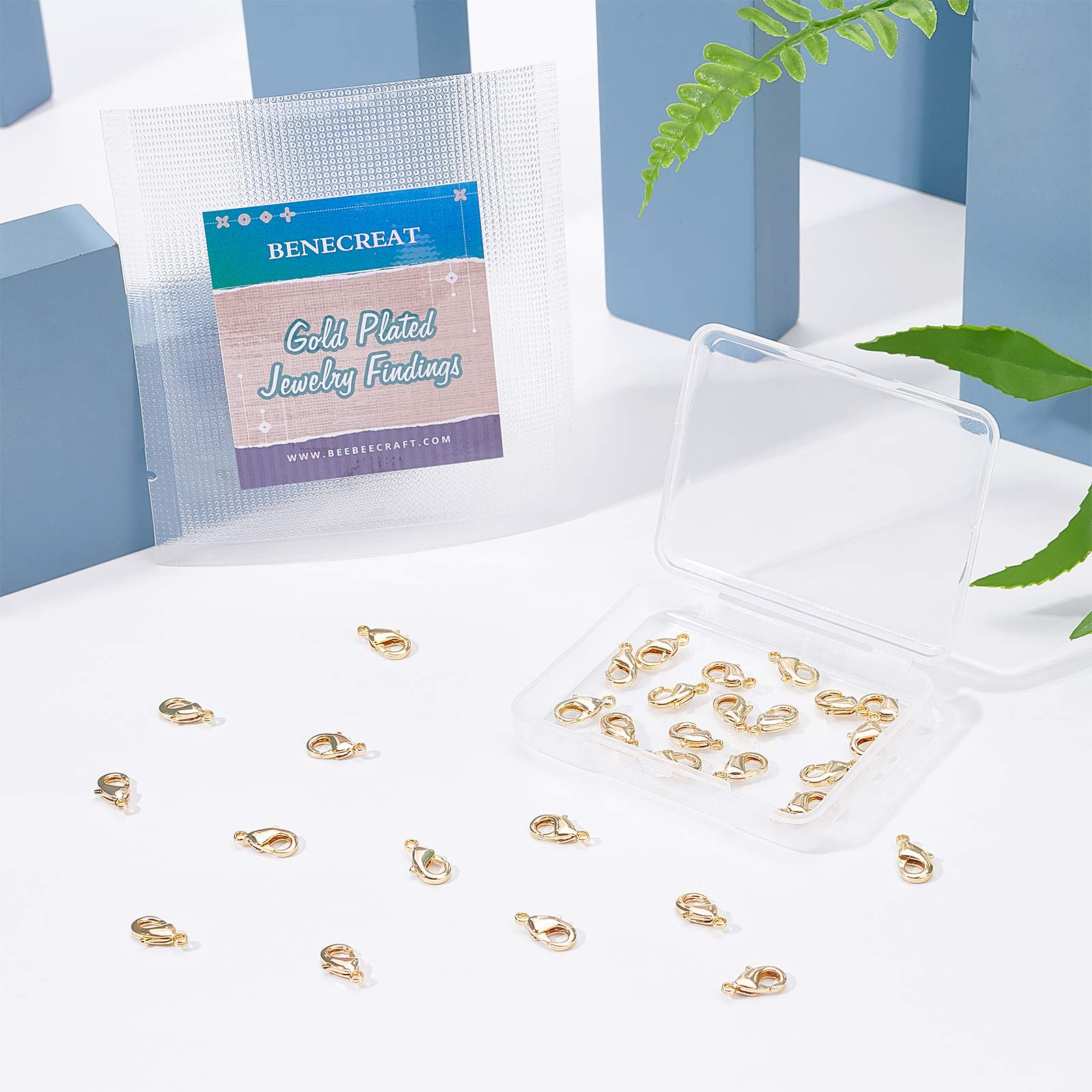 Beebeecraft 50 Fermoirs Mousquetons Plaqués Or 12mm