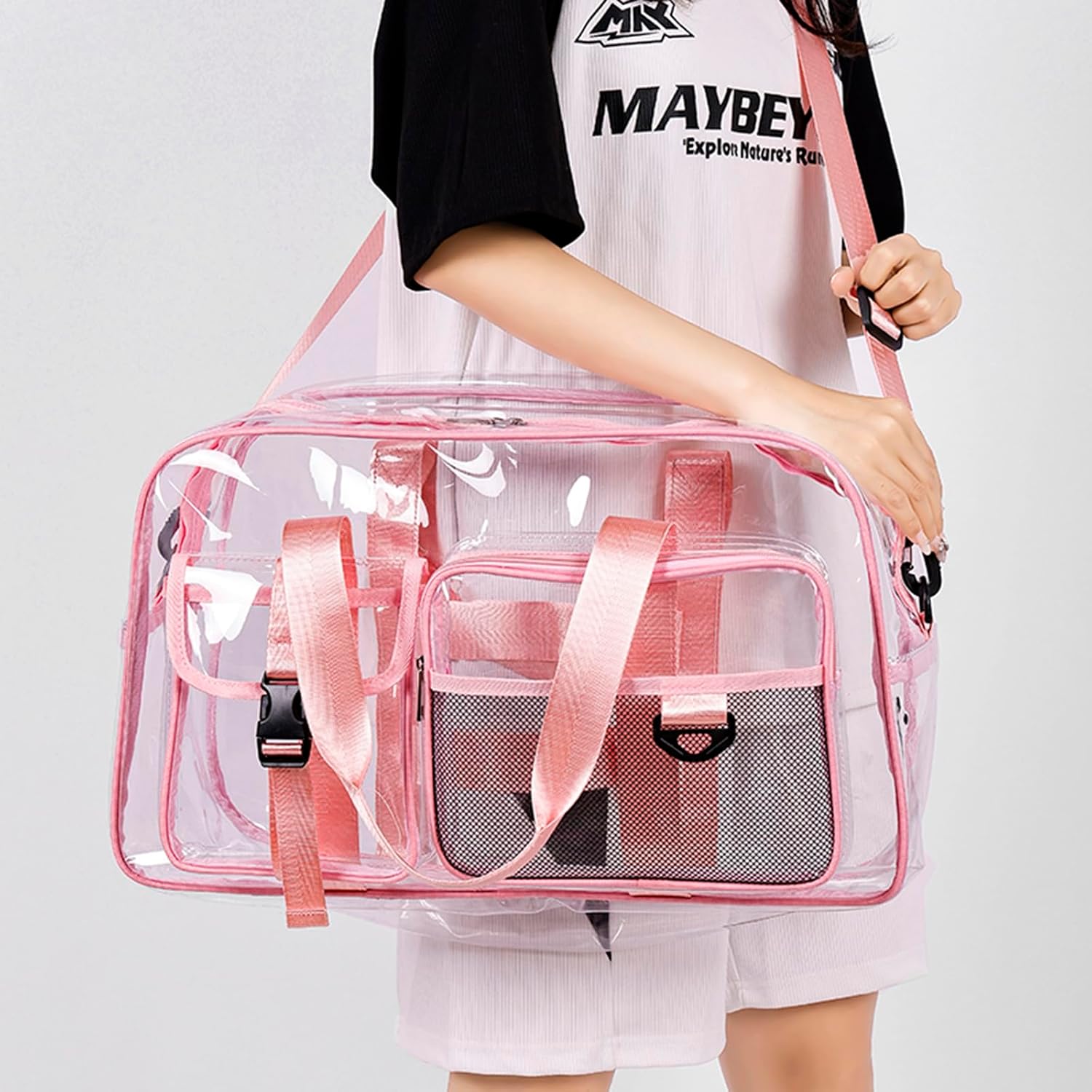 Small Gym Bag for Women, Travel Duffle Bag Carry On Weekender Bag with Shoe Compartment - Image 3