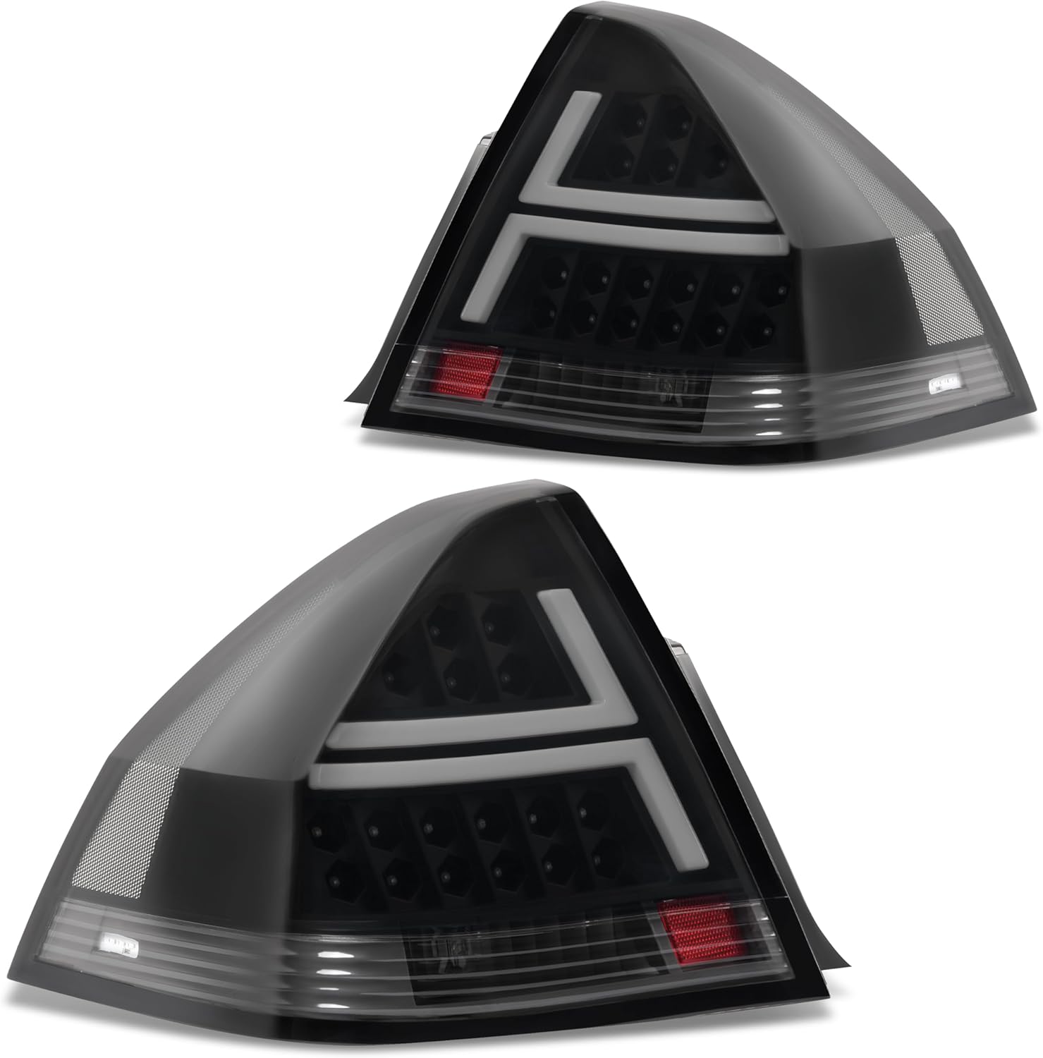 HECASA Pair LED Tail Lights Compatible with 2006-2013 Chevrolet Impala 4-Door 2014-2016 Chevrolet Impala Limited 4-Door Tube Bar Brake Rear Lamp Smoke Lens Black Housing Driver & Passenger Side