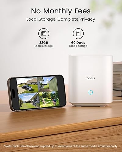 Miniatura 9 de AOSU Cámaras de seguridad de 5 MP inalámbricas para exteriores, ultra gran angular de 166, sistema de cámara de seguridad para el hogar con visión