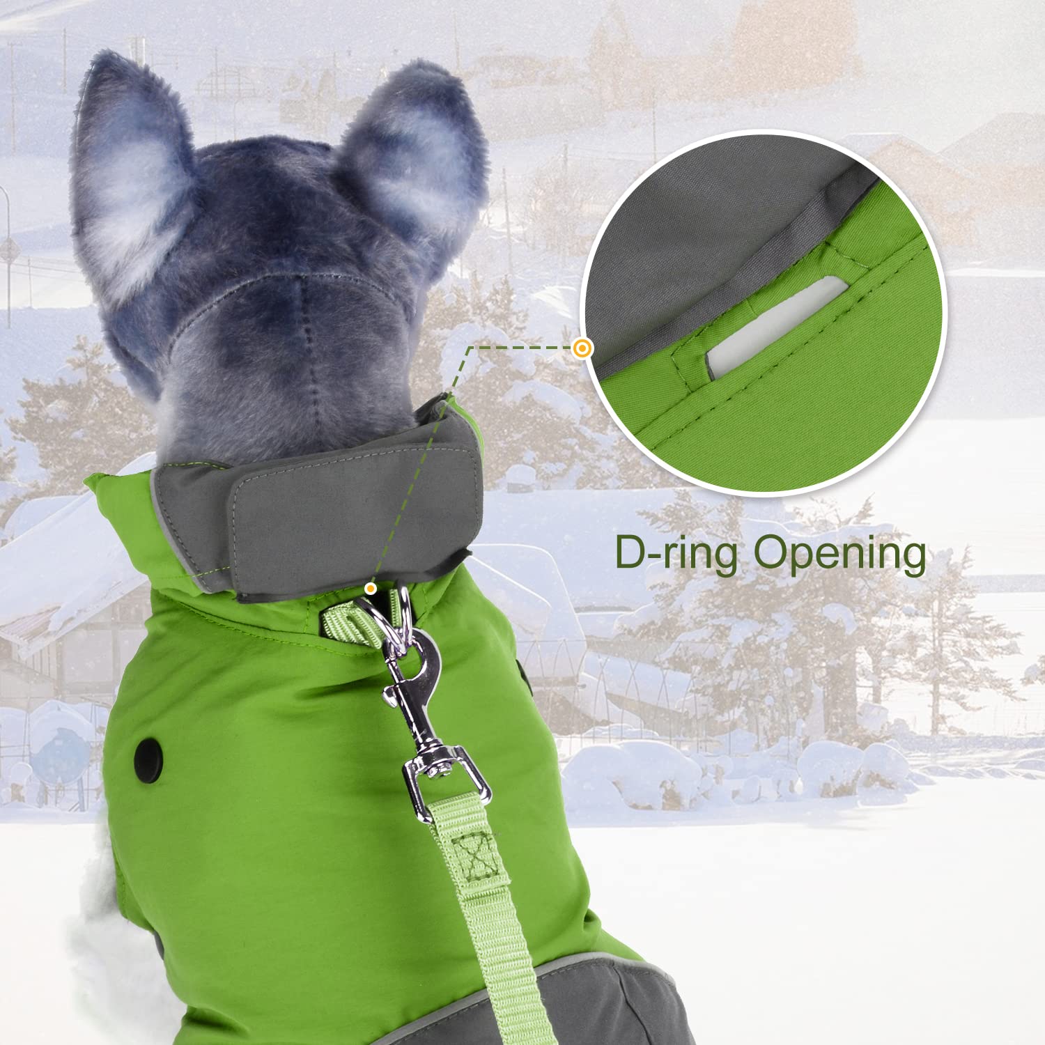 PETLOFT Kurtka zimowa dla psa, odblaskowa, wodoodporna, zimowa kurtka dla psa, wiatroszczelna, ciepła, outdoorowa, polarowa, zimowa kurtka dla psa z odpinaną podszewką z polaru (rozmiar L, zielony)