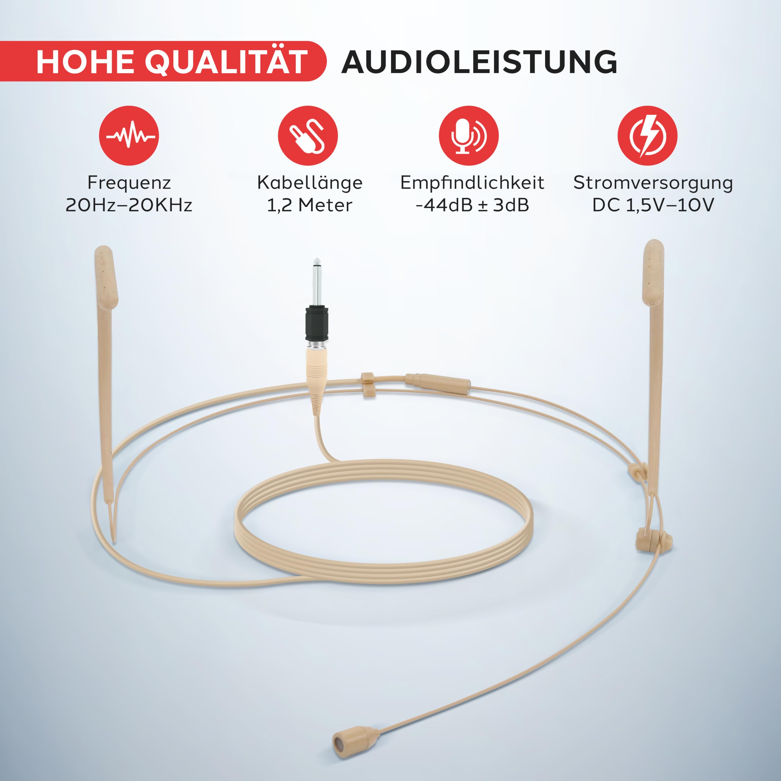 Pyle Doppel- Headset Mikrofon, Kondensator, Über-Ohr-Bügel, Omnidirektional & kabelgebunden, 1,2 m Kabel, 3,5/6,3 mm Adapter, Freihändig mit Windschutz, Ideal für Gesang, Moderation, Bühne
