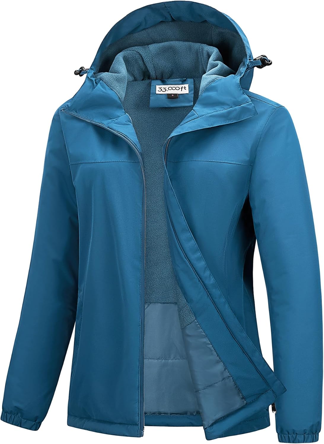 33,000ft Women's Fleece Lined Rain Jackets Waterproof Lightweight Warm Raincoats for Hiking Travel Skiing Windbreaker