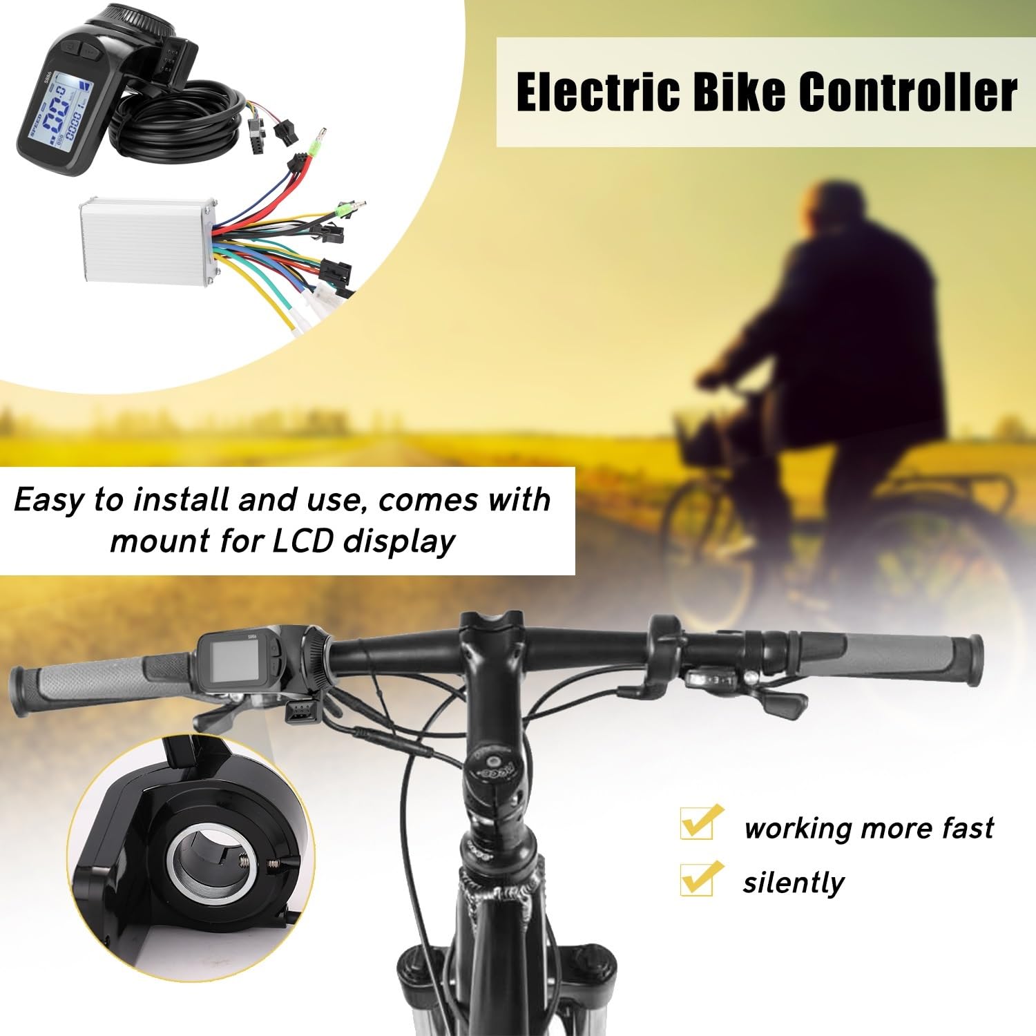 Centralina Monopattino Elettrico 24V-48V/36V-60V 350W Biciclette Elettriche Scooter Controller Motore Display Pollice Acceleratore EBike Controller Brushless Parte Brushless Motor Controller(B 24V 250