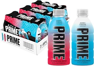 PRIME HYDRATION Duo - Blue Freeze & Cherry Freeze, Sports Drinks, Electrolyte Enhanced for Ultimate Hydration, 250mg BCAAs, B Vitamins, Antioxidants, Low Sugar, 12 Fl Oz (Pack of 24)