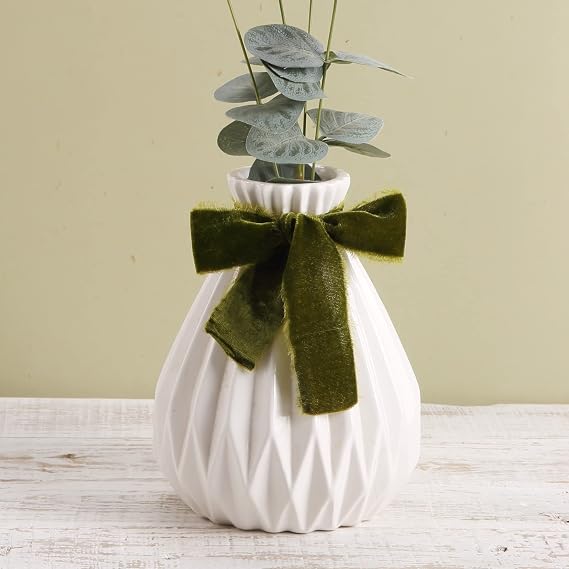 Keypan Olive Green Velvet Ribbon with Fringe, 2 Rolls 1.5 in x 2 yd