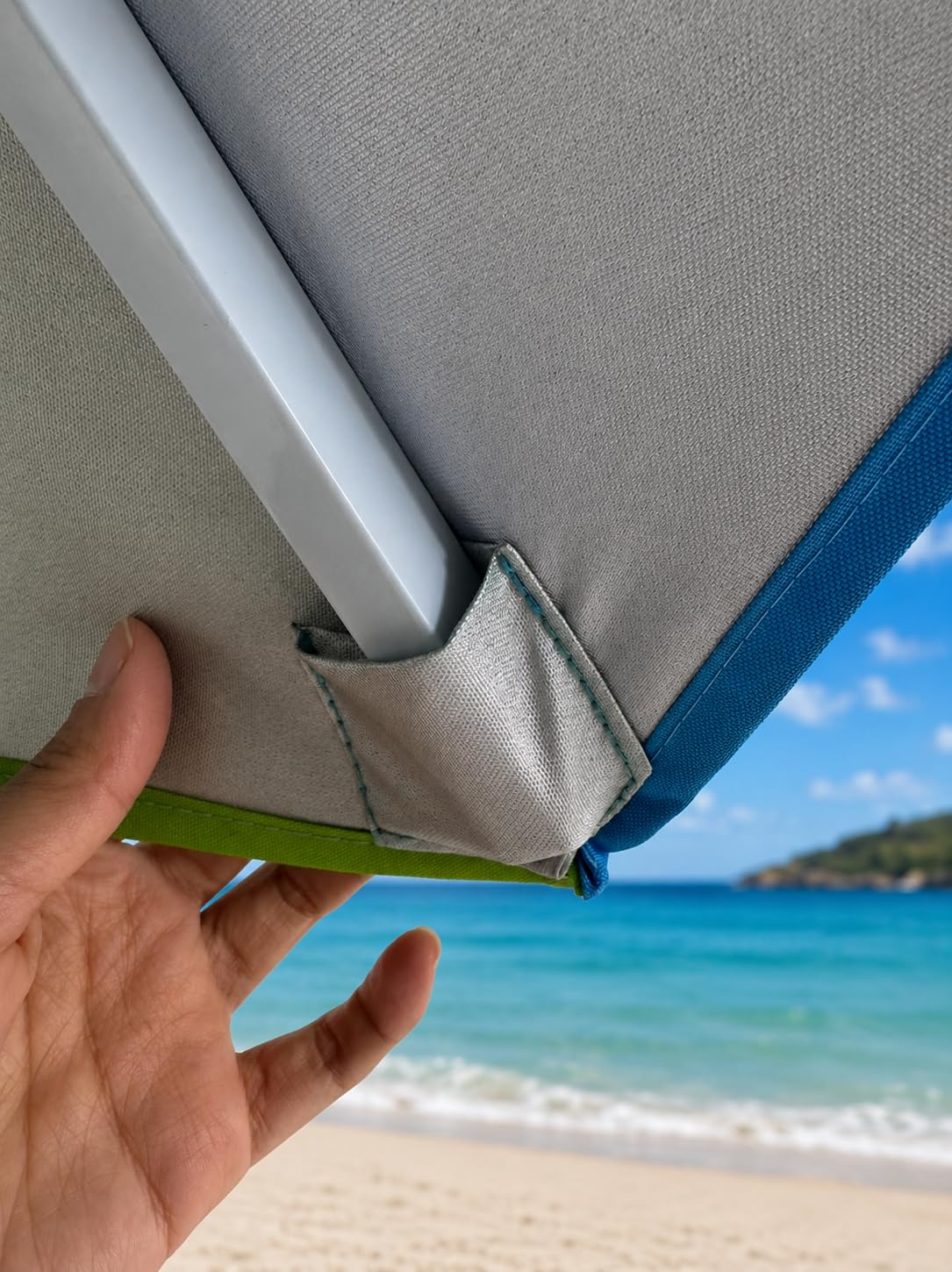 Batik Ombrellone mare Maestrale 220 cm - ombrellone da spiaggia antivento con trivella - Palo in ferro - Anti UV - 6 stecche