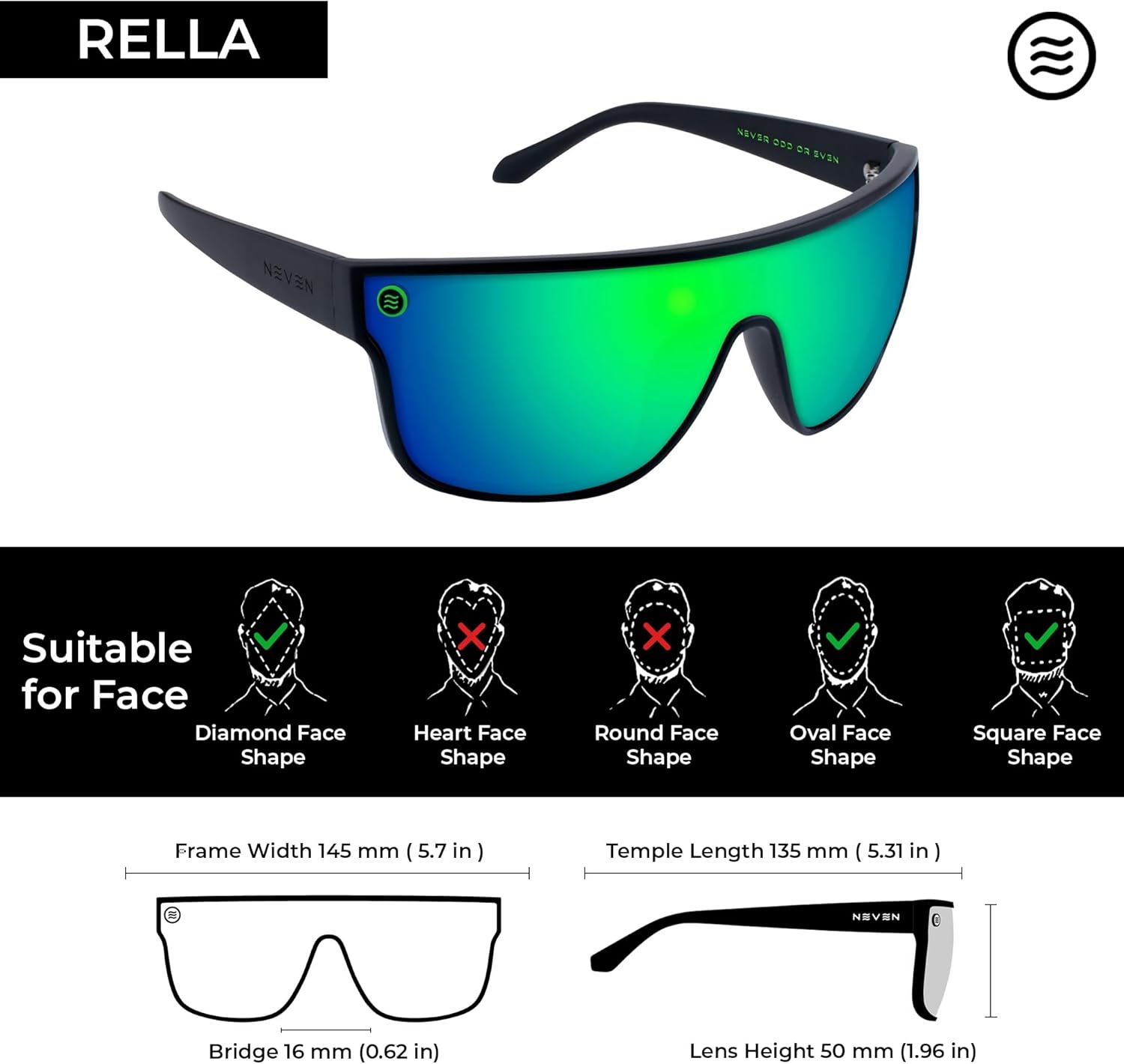 NEVEN Rella TR90 Unisex Sunglasses For Men & Women - Shield Frame for Limitless Ambition