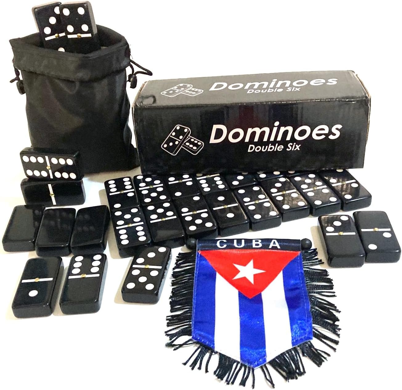 Double Nine 9 Doble Nueve Cuban Flag Dominoes Board Game Domino wood box