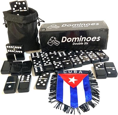 Miniatura 3 de PRK 14 Juego de dominó doble seis de Cuba con diseño de bandera cubana y bolsa de almacenamiento, abraza la herencia cubana y el juego clásico