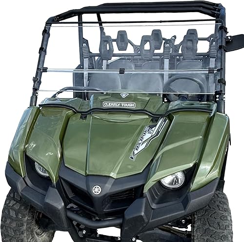 Claramente resistente parabrisas Yamaha Viking – Full plegable – Resistente a los arañazos – lo último en versatilidad lateral – policarbonato