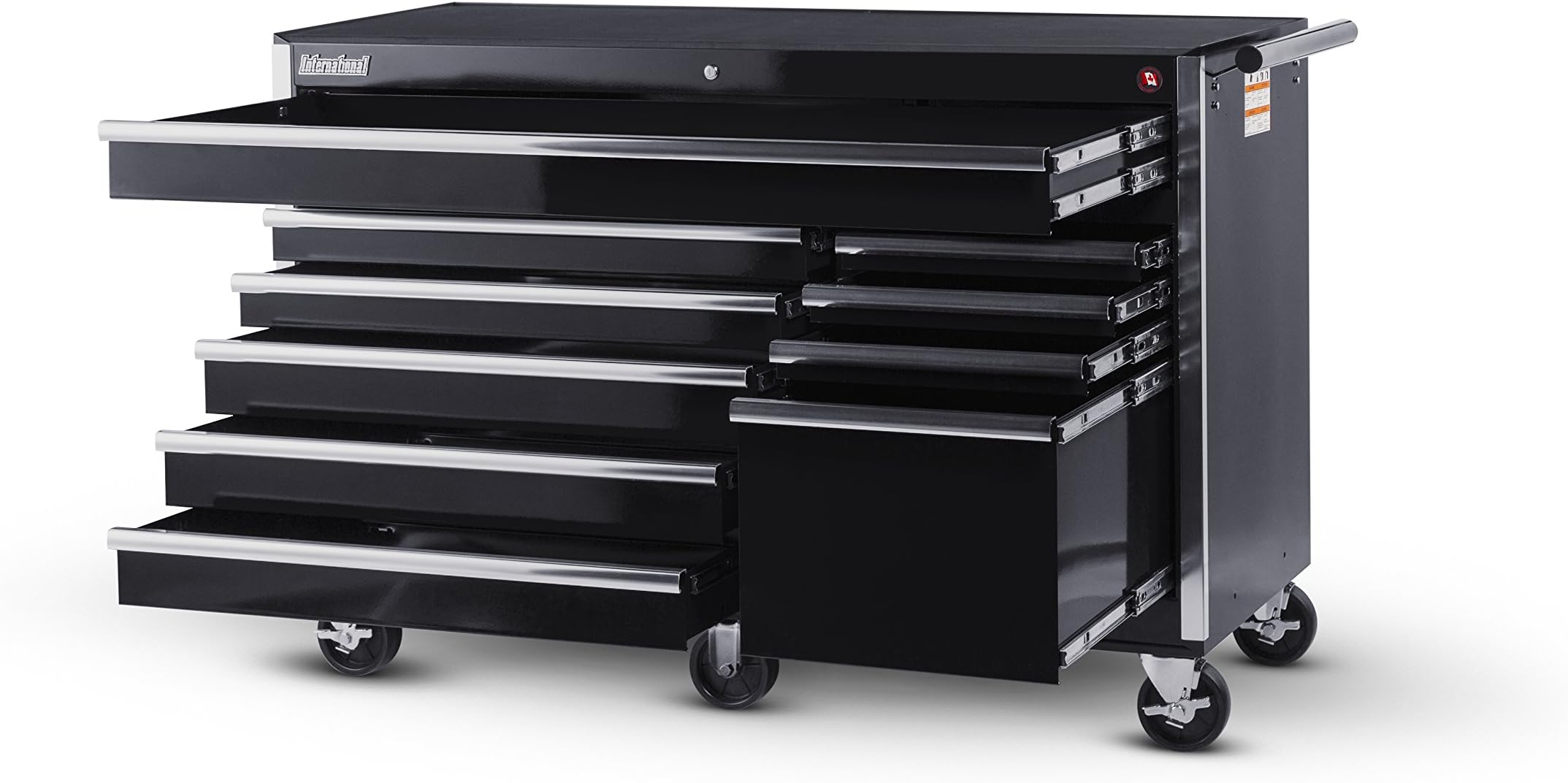 International VRB-5610BK 56-Inch 10 Drawer Black Tool Cabinet with Heavy Duty Ball Bearing Drawer Slides
