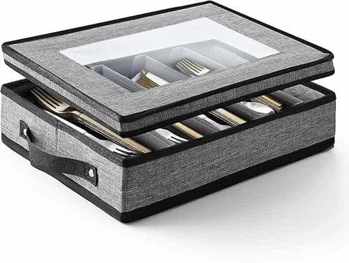 Hearth & Harbor Flatware Organizer for Drawer Grey
