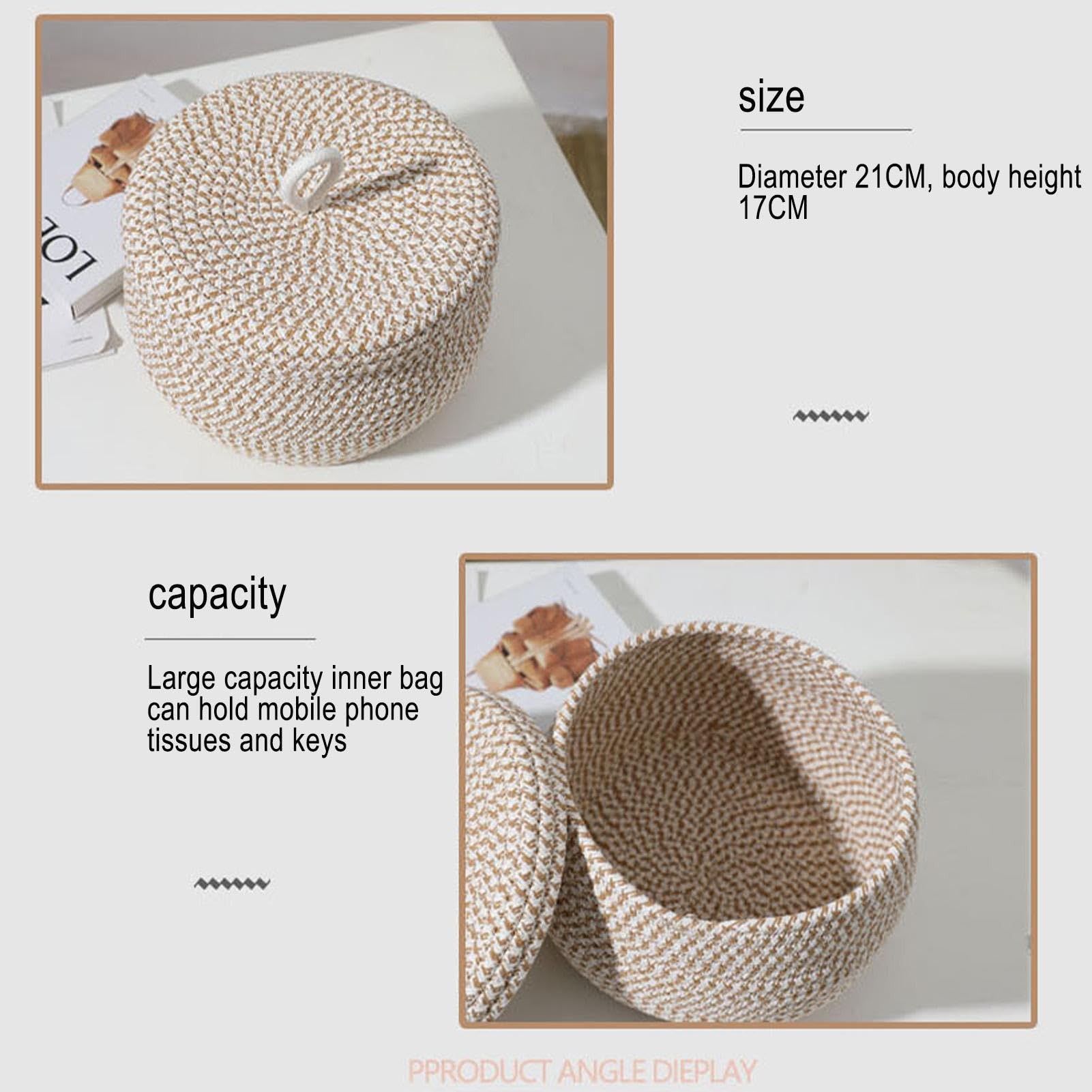 INIFLM Cesto portaoggetti in corda di cotone con coperchio