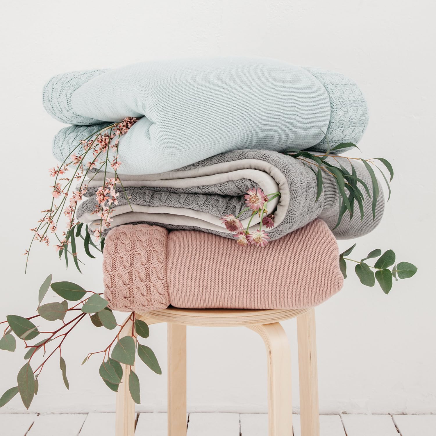 Kindsgut Tapis de Parc et d'Éveil Bébé Coton Bleu Ciel, 70x100 cm