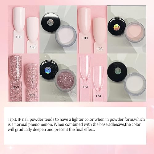 Vista 5 de AZUREBEAUTY Kit de uñas en polvo de inmersión, 4 colores de tonos de purpurina rosa nude, juego de inicio para uñas francesas y todas las A-Nude