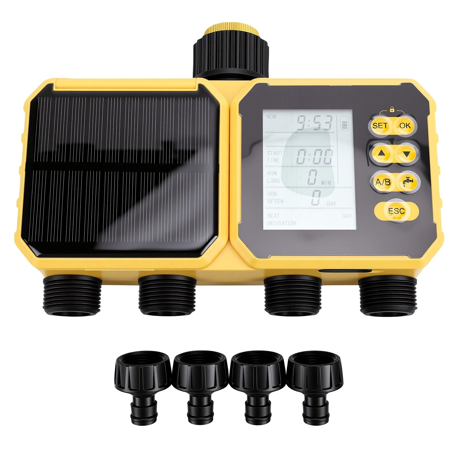 Eujgoov Centralina Irrigazione WiFi, Programmatore Irrigazione a 4 Zone, Timer per Tubo for Giardino e Esterna
