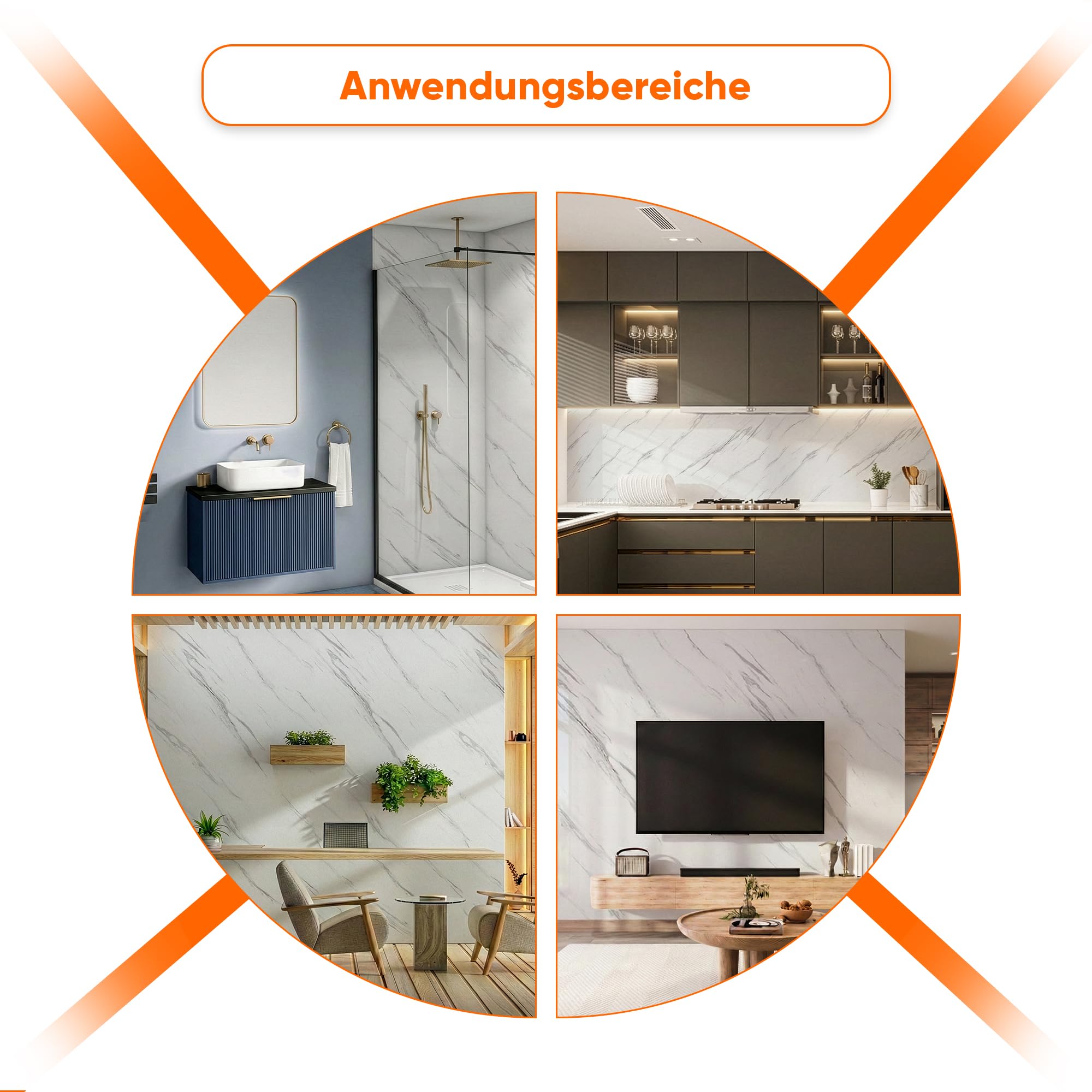 Wandpaneele Badezimmer Wasserfest 122x260 cm – PVC Wandpaneele Marmoroptik als Duschrückwand Kunststoff & Wandverkleidung Bad, auch für Küche & Innenbereich | GardenofEden