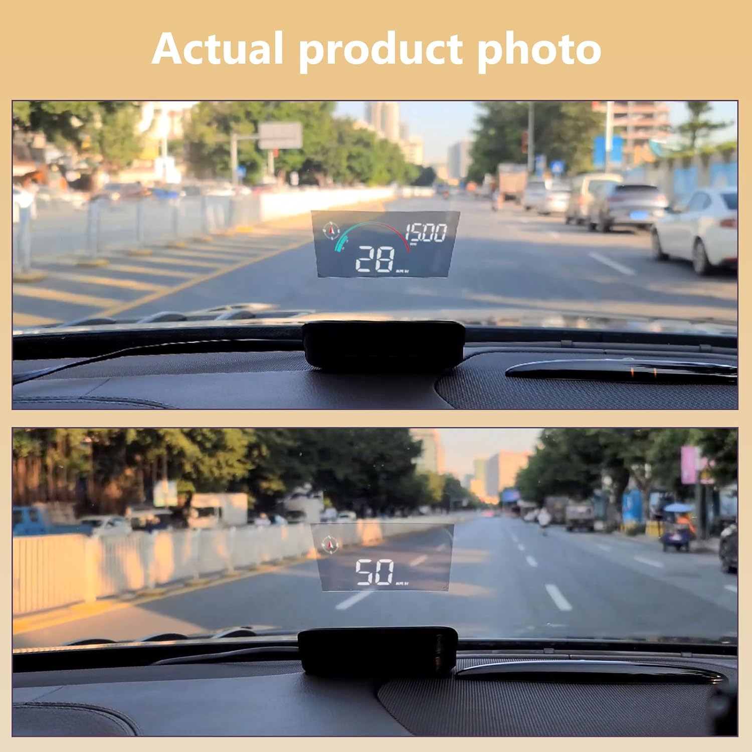 Actual product photo of AZIJYV M22 display day and night