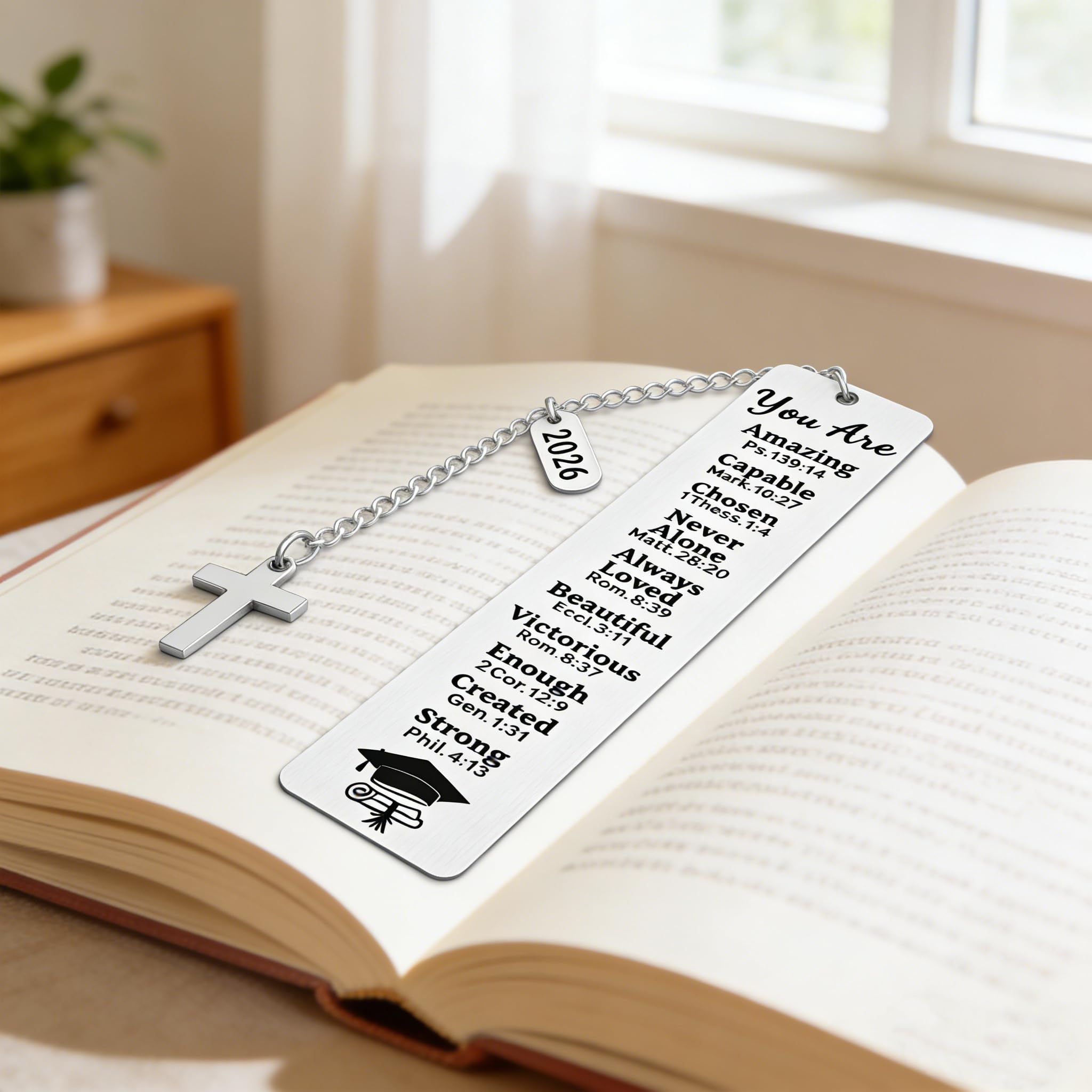 Graduation Gifts 2026 - Christian Bookmark Gift for Her Him First Communion Gifts Baptism and Confirmation 2026 Graduation Gift for Book Lovers High School College Girls Boys Master PHD