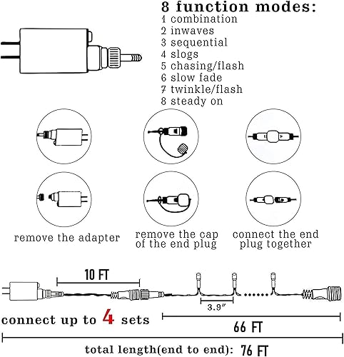 Miniatura 3 de Luces de Halloween púrpuras, 200 luces LED, 66 pies, enchufe con 8 modos, luces de Halloween impermeables para exteriores, decoración de Halloween