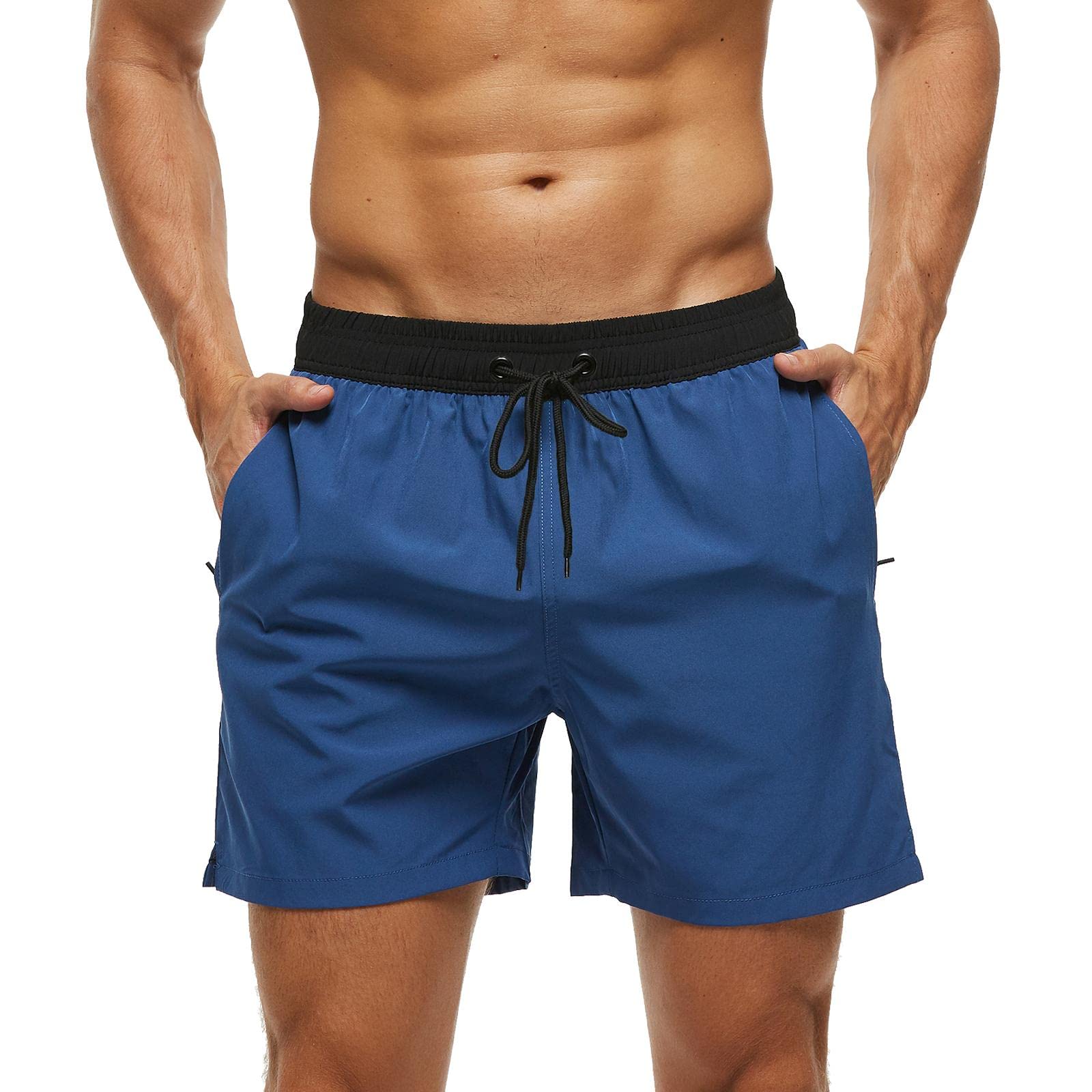 Aisprts Bañador Hombre, Bañador Natacion Hombre con Bolsillos con Cremallera Pantalones Cortos de Playa Elásticos de Secado Rápido para Hombre con Cordón y Calzoncillos de Malla Interior
