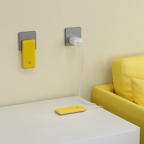 Miniatura 4 de Q Banco de energía de 10000 mAh, cargador portátil delgado, batería externa de 4 salidas con enchufe de pared de CA integrado, micro USB C, 3 cables