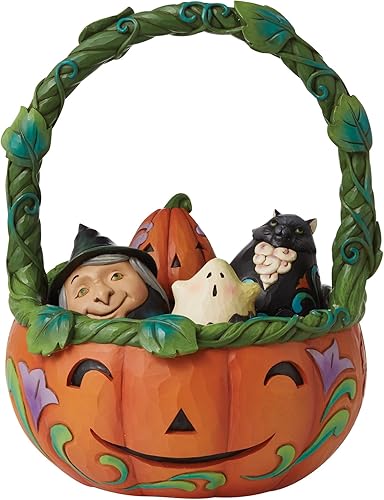Enesco Jim Shore Heartwood Creek - Juego de cesta de Halloween y figuras en miniatura, 8.46 pulgadas, multicolor