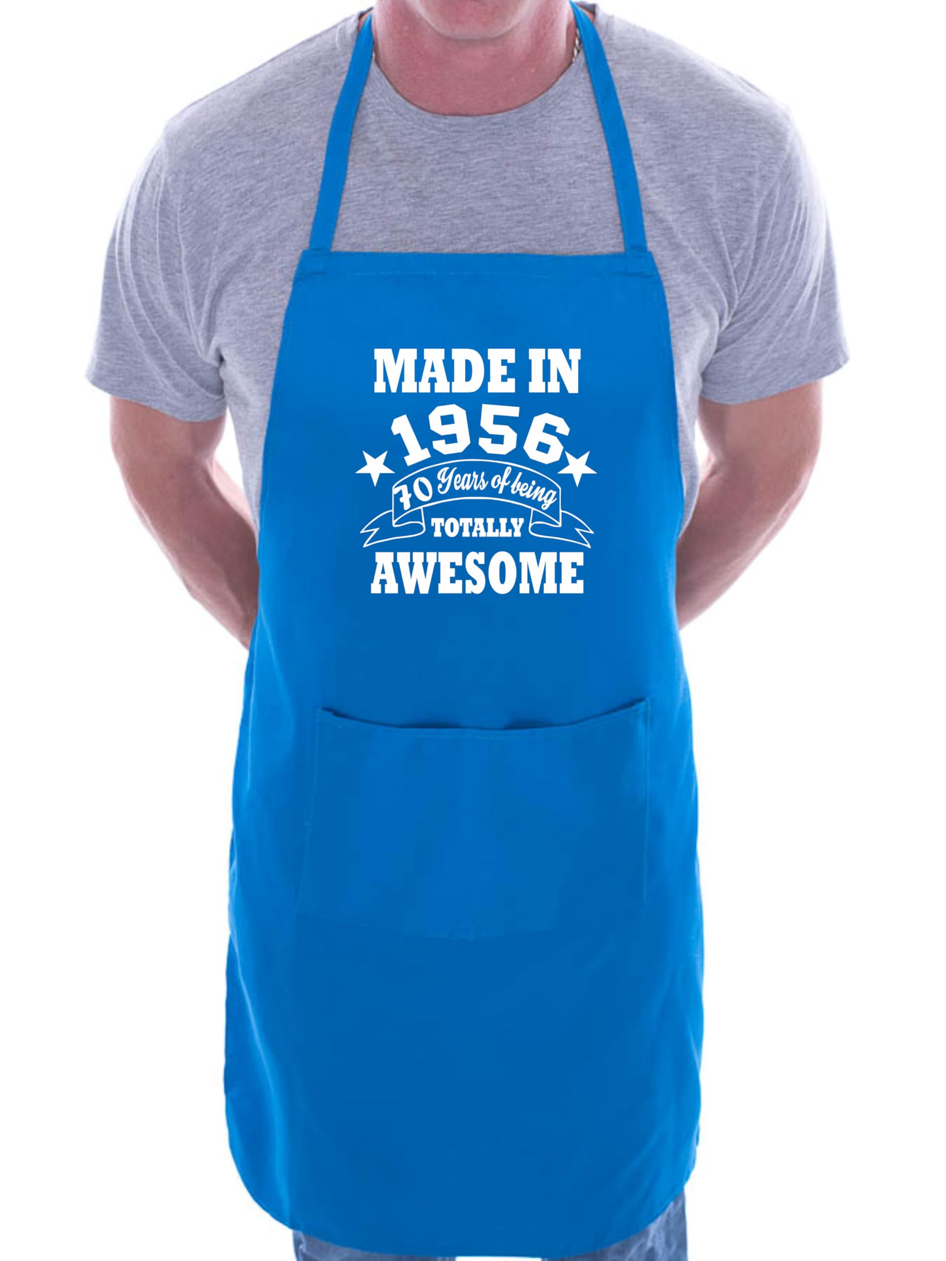 Print4U 70th Birthday Made In 1956 BBQ Cooking Funny Novelty Apron Blue