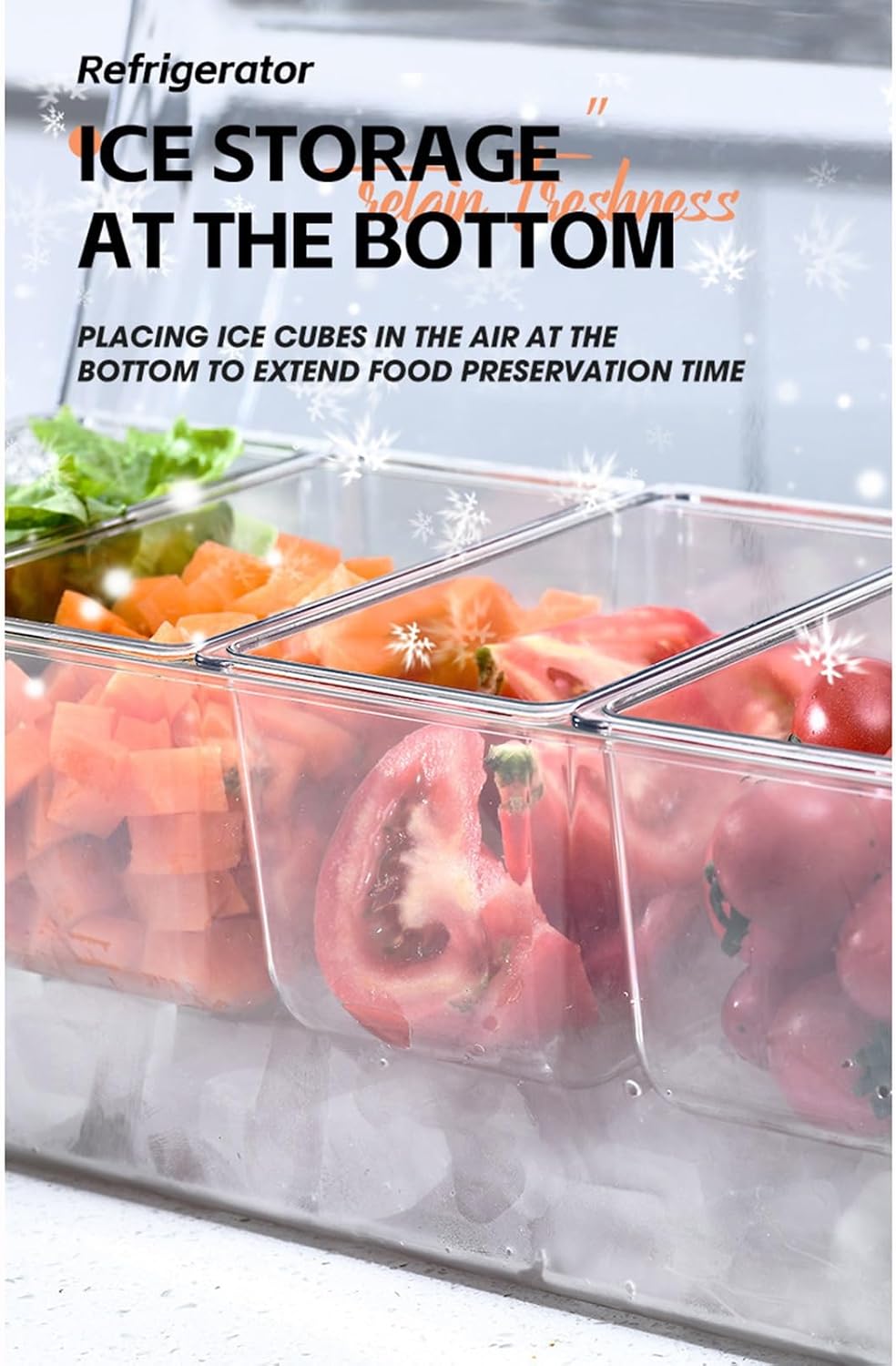 Large Ice Chilled Condiment Server with Lid and 5 Removable Compartment, Airtight Condiment Storage Container, for Spice Sugar Salt Pepper Herb Tea(2pcs)