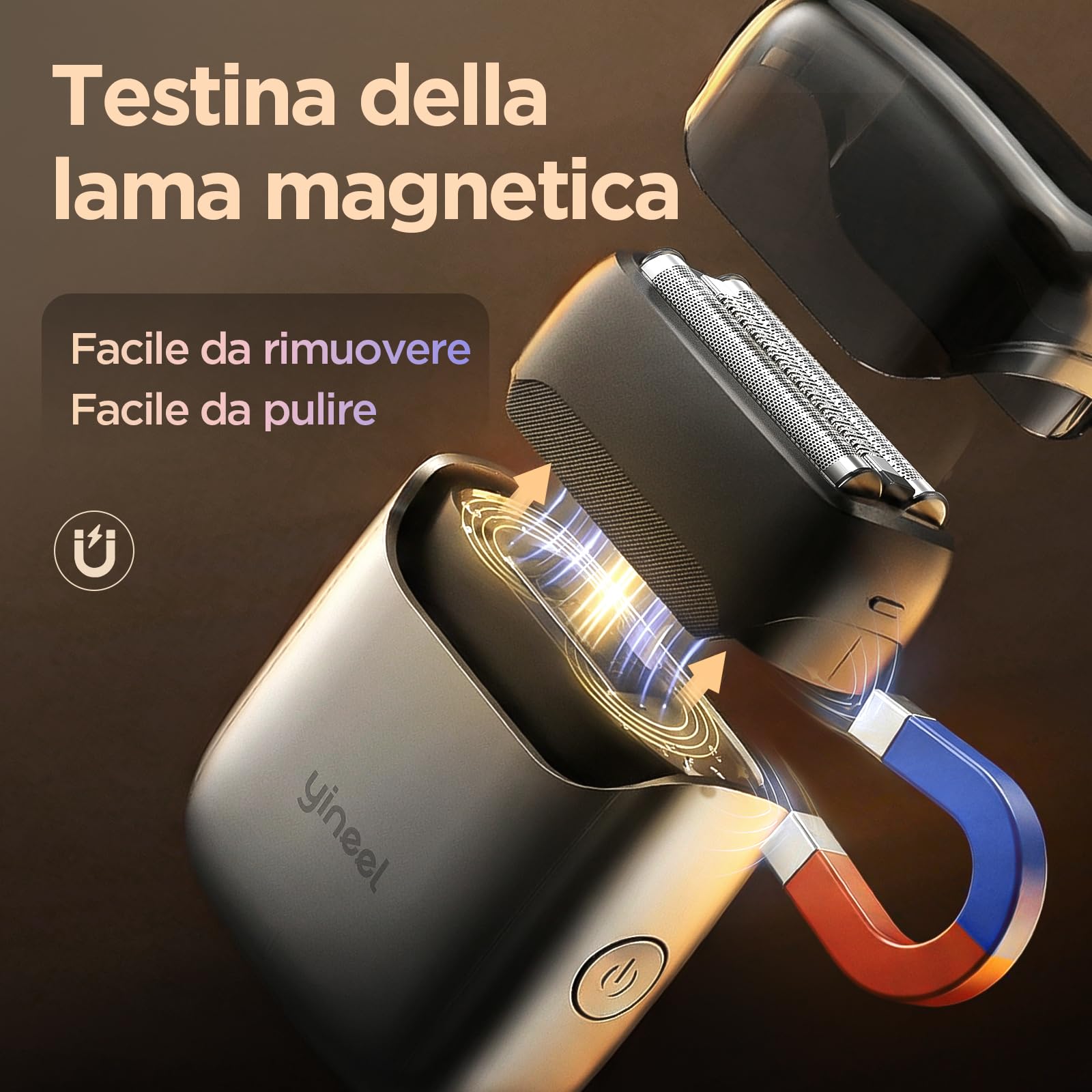 Yineel VT100 Rasoio Elettrico Uomo, Mini Rasoio a Lamelle con 3 Testine Flottanti, Impermeabile IPX7, Type-C Ricarica, Compatto e Portatile, con Custodia, Regalo per Uomo