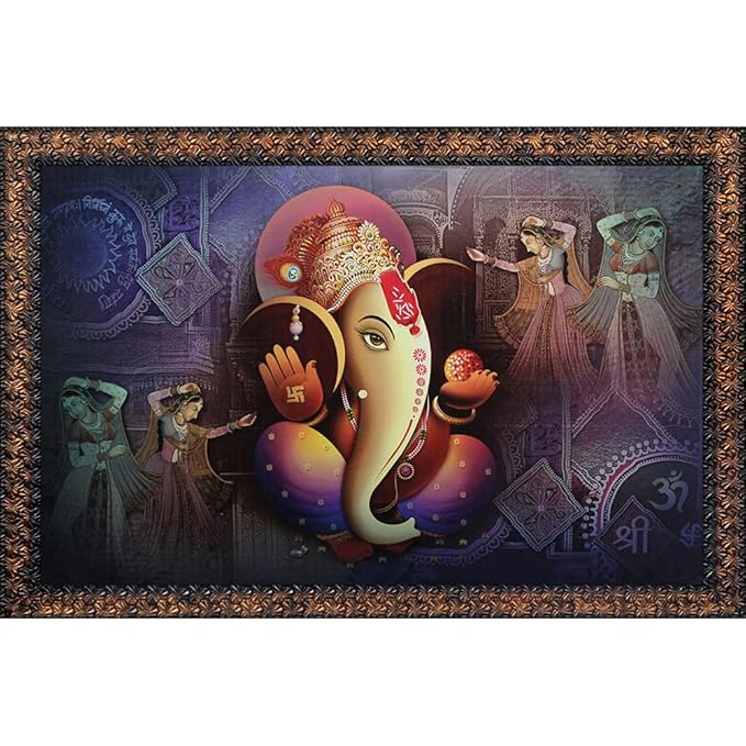 Hardik Art N Frames HAF God Ganesha Abstract Synthetic Solid Wooden