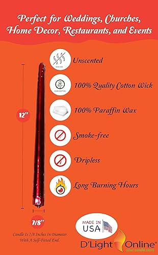 Miniatura 5 de D'light Online Velas cónicas color marfil de 12 pulgadas, velas de alta calidad sumergidas a mano, sin goteo, cera de parafina sin humo, mechas de