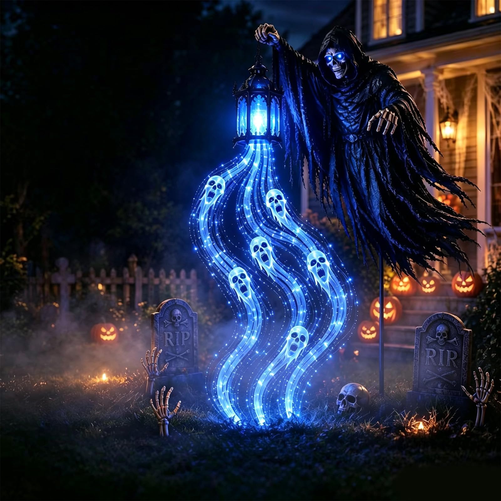 Halloweenowe posągi Spirit Of Reaper Lampa cieplejsza Decor