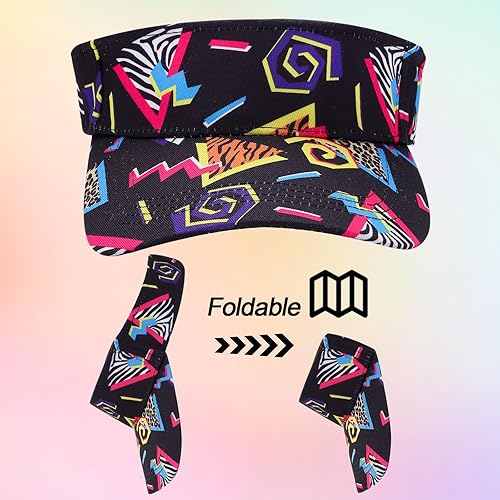 Miniatura 7 de Paquete de 2 riñoneras de los años 80 y 90 con visera para el sol, riñonera, traje retro de los años 80 y 90, accesorios de moda para hombres y