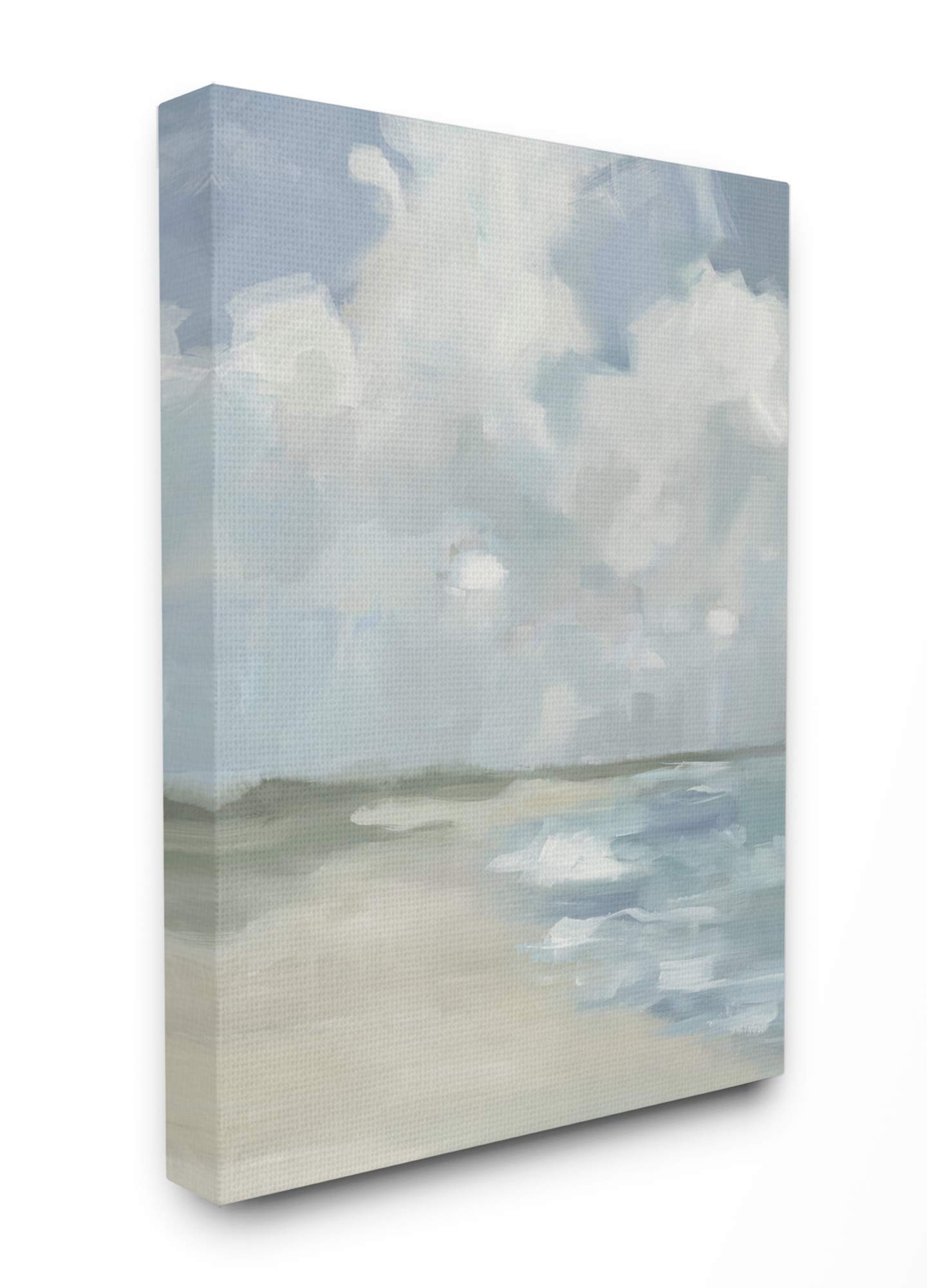 Stupell Industries Impressionist Neutral Blue Green Beach Ocean Painting Canvas Art, 16 x 20, Design by Artist Third and Wall