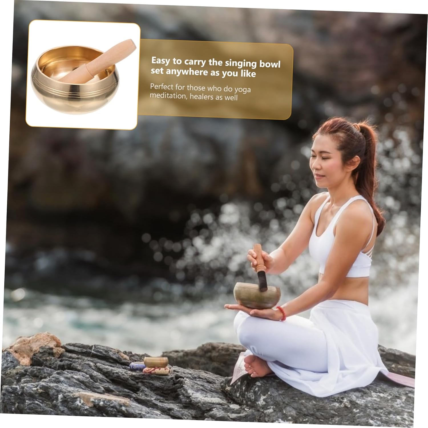 BESPORTBLE Handmade Tibetan Singing Bowl Set for Yoga Meditation Copper Sound Bowl with Mallet for Relaxation and Mindfulness