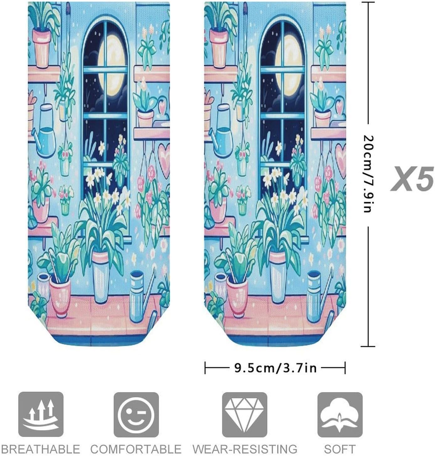 Aesthetic Botanical Ankle Sock Low Cut Socks Tube Socks for Sports