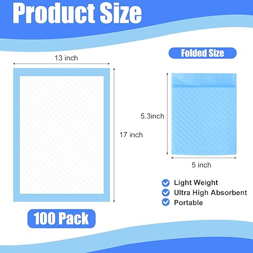 Miniatura 2 de Paquete de 100 cambiadores desechables, almohadillas desechables para bebés de 17 x 13 pulgadas, cambiador de pañales impermeables, almohadillas