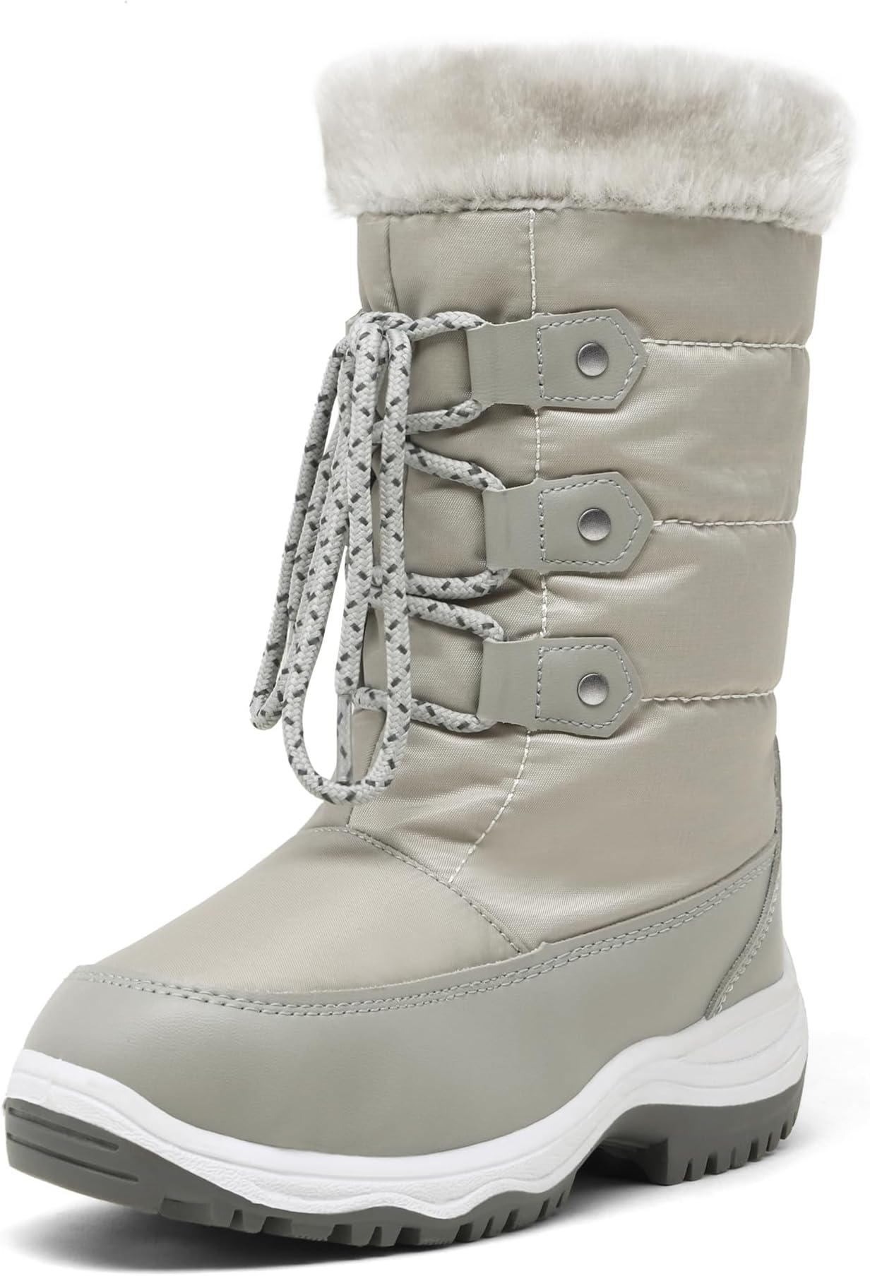 DREAM PAIRS Nordic Boys Girls Slip Resistant Faux Fur Lined Knee High Winter Snow Boots Size 2 Grey