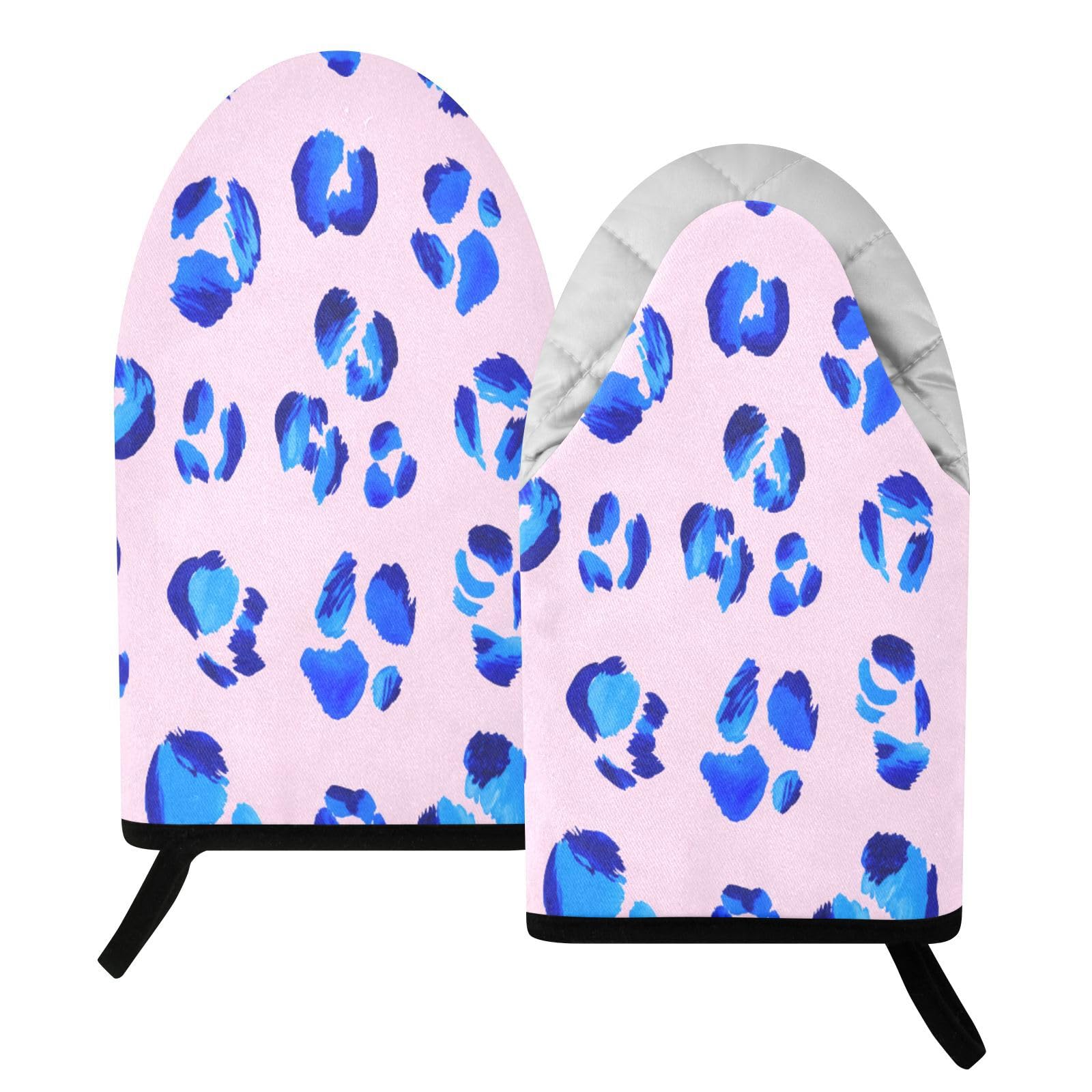 BURSTDDY Leopard Print Oven Mitt,Heat Resistant Kitchen Mitts for Cooking