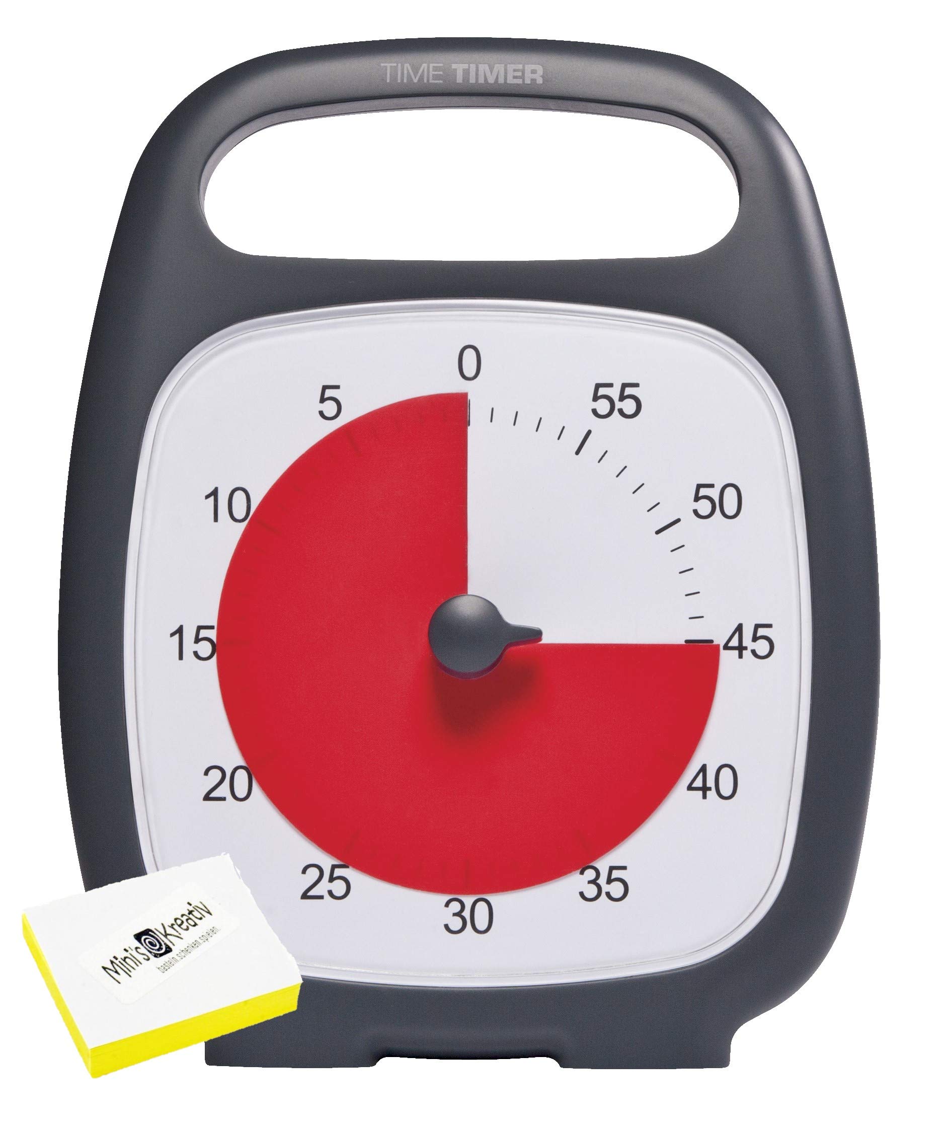 Time Timer Plus 60 min-Black-Uhr für Zeitverwaltung, Zeitmanagement geeignet für Büro, Klassenzimmer, zu Hause, Kinder mit (Kinder mit ADHS, ADD, Autismus, Asperger-Syndrom) inkl. 1x Haftnotiz-Zettel