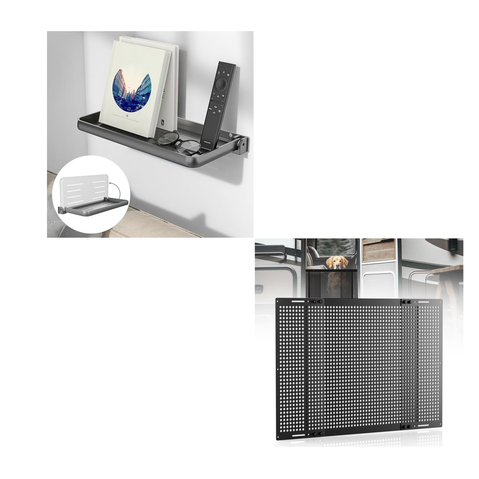 Amazon.com: Safoner RV Aluminum Fold-Down Wall Shelf + Premium ...