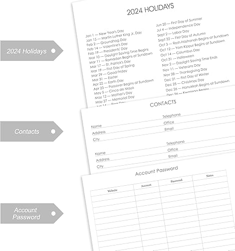 Miniatura 5 de Agenda semanal y mensual 2024 de 8.5 x 11 pulgadas, agenda grande de tapa dura de diciembre de 2023 a diciembre de 2024, planificador de 13 meses