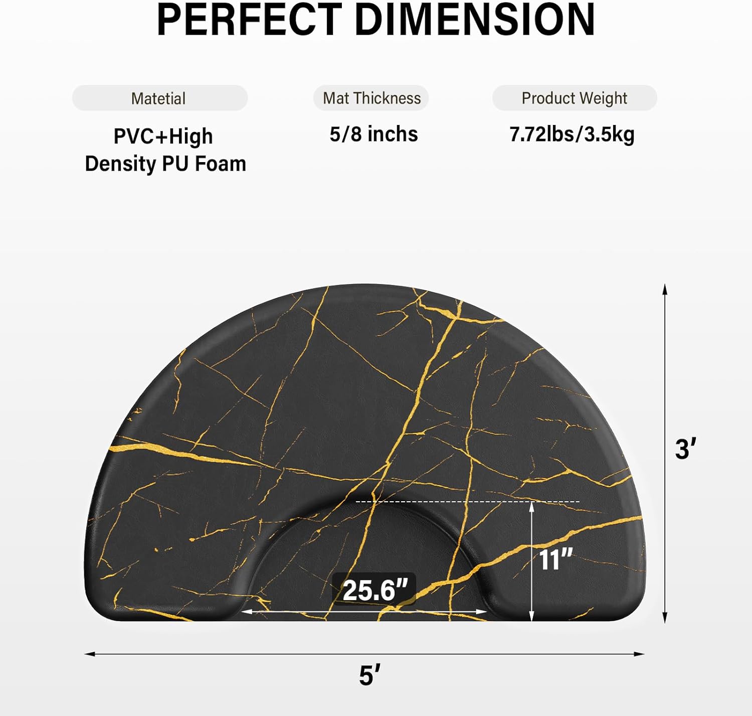 OmySalon Barber Floor Mat,3'x5'x5/8’’ Thick Comfort Salon Chair Mat Standing Anti Fatigue for Hairstylist Barbershop Hairdressing Beauty Spa