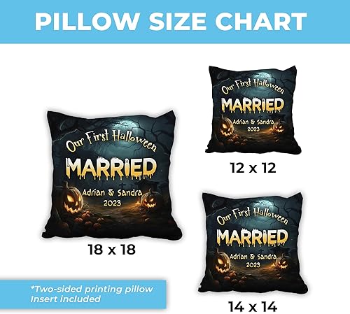 Vista 22 de Hyturtle Almohada personalizada para pareja (inserto incluido) Regalos para él – Decoración espeluznante de Halloween – Decoración de aniversario