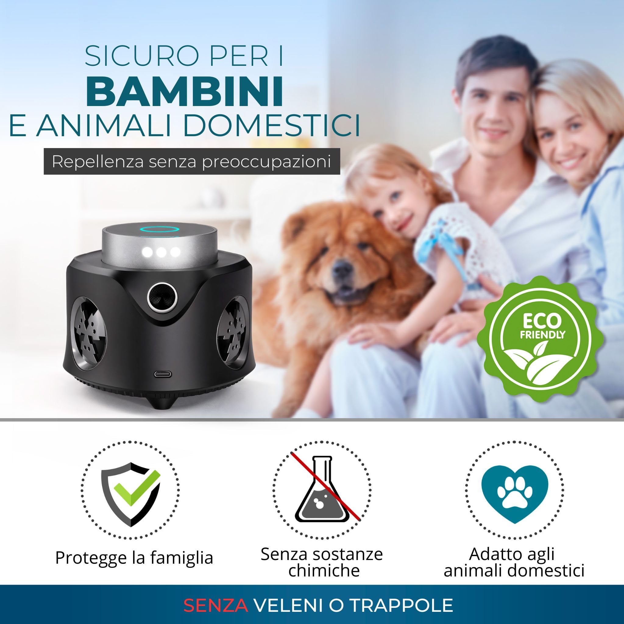 Ultrasuoni per Topi Repellente ad Ultrasuoni Dissuasore per Topi, Repellente per Topi ad ultrasuoni a 360° con telecomando, potente ultrasuono per topi e ratti, anti ragno, repellente per topi