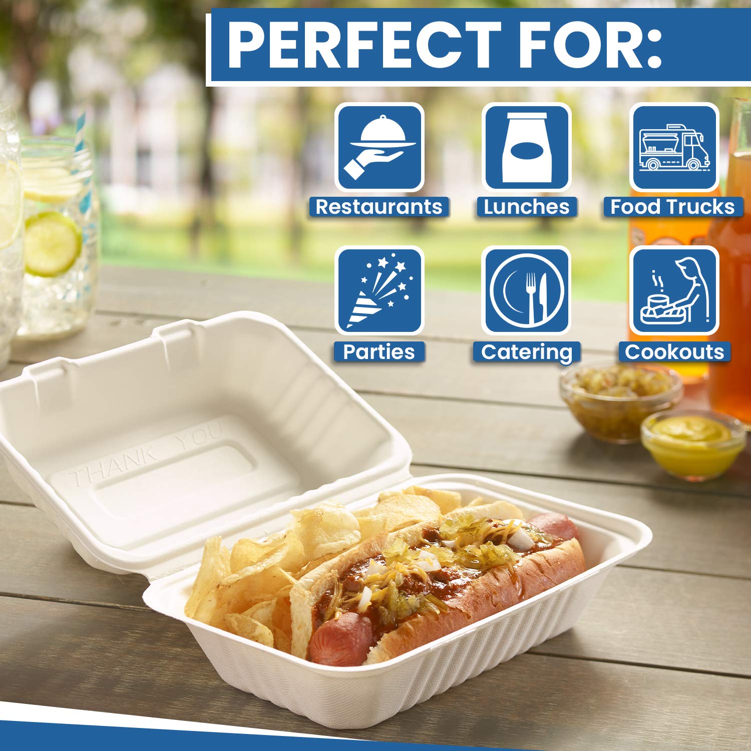 Buy 100 Compostable Clamshell To Go Boxes For Food [9X6"